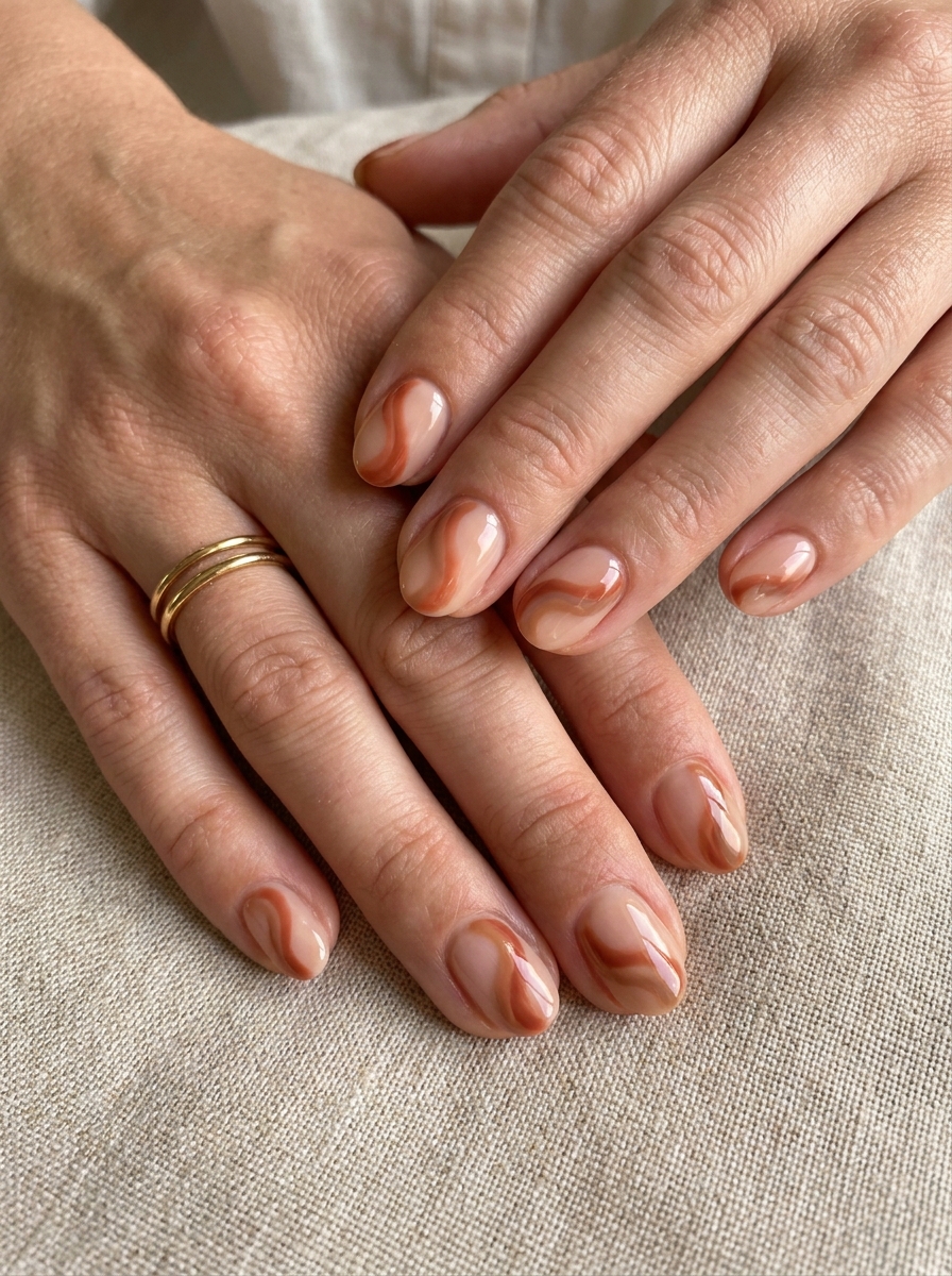 Terracotta Swirl Nails